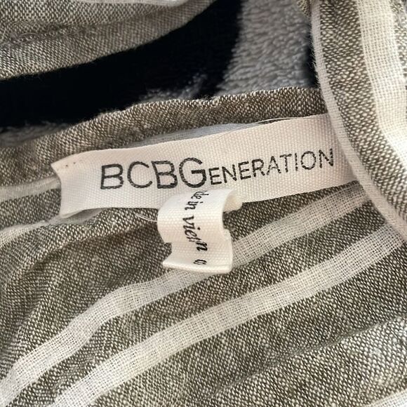 BCBGeneration grey white striped halter linen beach summer vacation dress - Picture 5 of 10